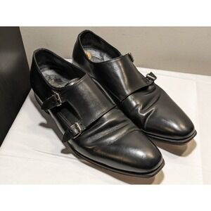 Dino Draghi Mens US 11 Double Monkstrap Casual Shoes Black Leather Italy